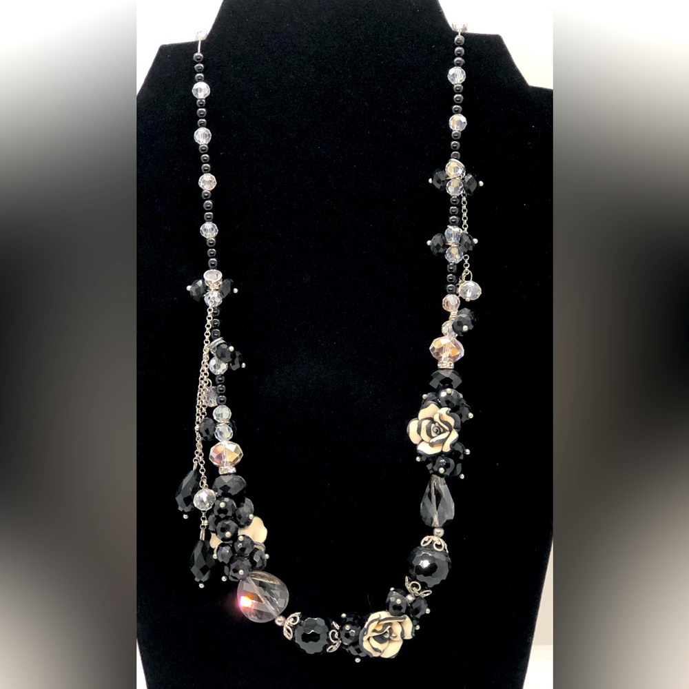 Glass and painted bead necklace